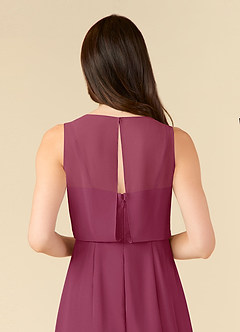 Azazie Marchioness Mother of the Bride Dresses Mulberry A-Line Scoop Pleated Chiffon Dress image6