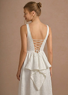 Carlotta White Jacquard Midi A-line Graduation Dress image5