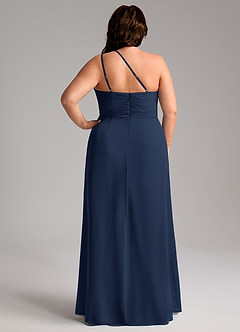 Azazie Eren Bridesmaid Dresses Dark Navy Sheath One Shoulder Chiffon Dress image9