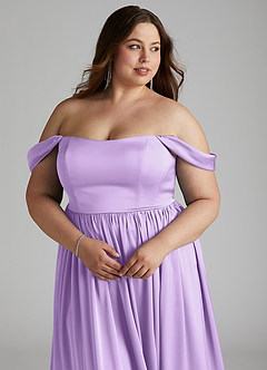Azazie Morana Bridesmaid Dresses Lilac A-Line Off the Shoulder Stretch Satin Convertible Dress image17