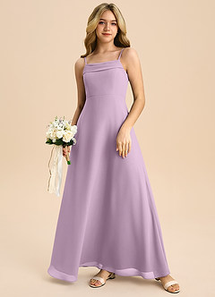 Azazie Anselie Junior Wisteria A-Line Off the Shoulder Chiffon Dress image7