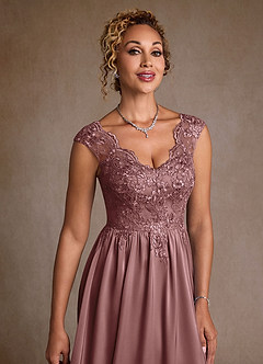 Azazie Amethyst Mother of the Bride Dresses Vintage Mauve A-Line Lace Dress image6
