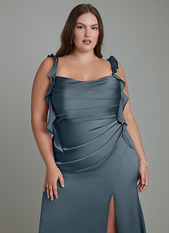 Azazie Jessamine Bridesmaid Dresses Twilight Sheath Corset Stretch Satin Dress image10
