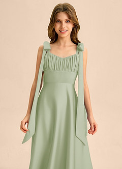 Azazie Halley Junior Klä av A-Line i Stretch Satin Rosett image6