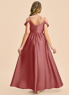 Azazie Rayne Junior Vestido Rosa Antigua de Satén Elástico de Corte en A con Escote corazón image2