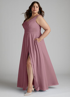 Azazie Karina Bridesmaid Dresses Vintage Mauve A-Line Pleated Chiffon Dress image7