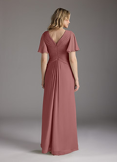 Azazie Morning Glory Mother of the Bride Dresses Desert Rose A-Line V-Neck Ruched Chiffon Dress image2