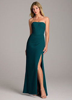 Azazie Chantel Bridesmaid Dresses Pine Sheath Strapless Chiffon Convertible Dress image1