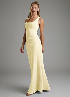 Azazie Asa Bridesmaid Dresses Lemon Sorbet Sheath Corset Chiffon Dress image4