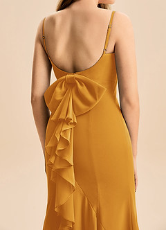 Azazie Lioren Junior Havfrue Sløjfe Chiffon Gulv-længde Junior brudepige Kjole image6