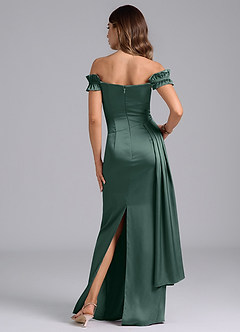 Azazie Kalysia Bridesmaid Dresses Eucalyptus Mermaid Off the Shoulder Stretch Satin Convertible Dress image2