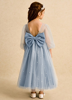 Azazie Trudy Flower Girl Dresses Dusty Blue Ball-Gown Sweetheart Neckline Tulle Dress image2