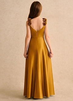 Azazie Rosita Girls Formal Flower Girl Klänningar Klä A-Line i Stretch Satin Plisserad image5