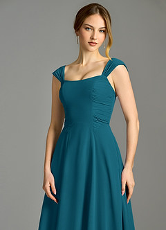 Azazie Oasis Bridesmaid Dresses Ink Blue A-Line with Pockets Chiffon Dress image3