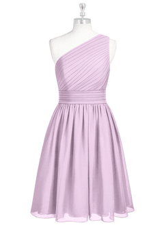 Azazie Katrina Bridesmaid Dresses Frosted Lilac A-Line One Shoulder Chiffon Dress image6