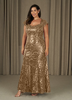 Azazie Korinna Mère de la mariée Robes Robe Sirène en Paillettes Taupe image6