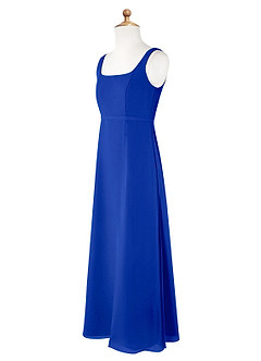 Azazie Renee Junior Robe Trapèze en Mousseline de soie Fente Latérale Bleu Roi image7