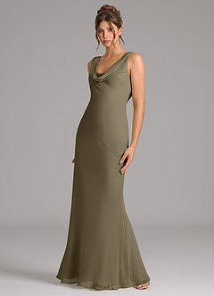 Azazie Rylina Bridesmaid Dresses Willow Green Mermaid Pleated Chiffon Dress image5
