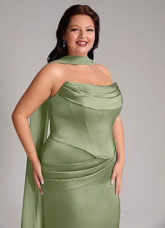 Azazie Sorrel Bridesmaid Dresses Pistachio Mermaid Strapless Stretch Satin Convertible Dress image10