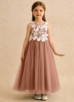 Azazie Mixie Robe Demoiselle D'honneur Fillette Robe Princesse en Dentelle Bronze image5