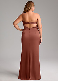 Azazie Leonis Bridesmaid Dresses Auburn Mermaid Pleated Stretch Satin Convertible Dress image10
