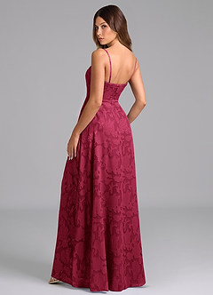 Azazie Wren Bridesmaid Dresses Burgundy A-Line Strapless Floral Burnout Dress image4