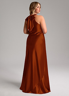 Azazie Doretta Bridesmaid Dresses Auburn Mermaid Bow Metallic Satin Dress image11