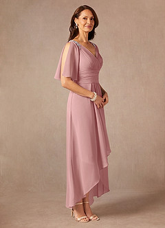 Azazie Pascual Mother of the Bride Dresses Dusty Rose A-Line Pleated Chiffon Dress image6