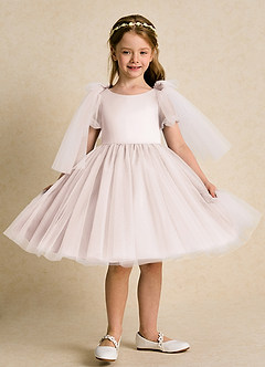 Azazie Duchess vestidos de niña de las flores Vestido de Pétalo De Rosa de Tul de Corte En A con Con mangas image7