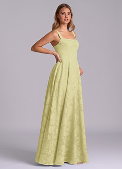 Azazie Shaude Bridesmaid Dresses Lemon Sorbet A-Line Pleated Floral Burnout Dress image7