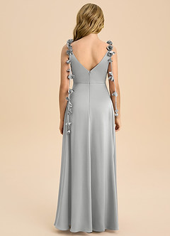 Azazie Gumdrop Junior Empire Plissee Stretch-Satin Kleid Silber image7