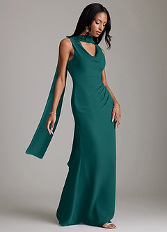 Azazie Linelle Bridesmaid Dresses Peacock Mermaid Pleated Chiffon Dress image8