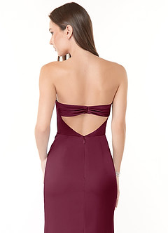 Azazie Leonis Bridesmaid Dresses Mulberry Mermaid Pleated Stretch Satin Convertible Dress image5