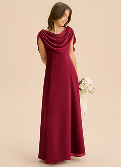 Azazie Lambie Junior Burgundy A-Line Pleated Chiffon Dress image5