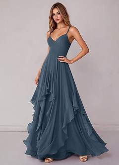 Azazie Zaina Bridesmaid Dresses Neptune A-Line Chiffon Dress image5