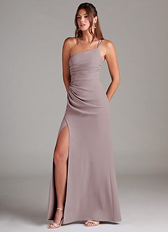 Azazie Eren Jurken voor bruidsmeisjes Jurk van Stretch crêpe met Kolom One-Shoulder Vintage Mauve image1