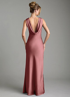 Azazie Aussie Bridesmaid Dresses Amethyst Sheath Pleated Stretch Satin Dress image2