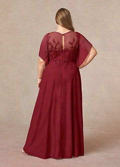 Azazie Cavell Mother of the Bride Dresses Burgundy A-Line Sequins Mesh Dress image11