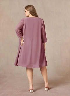 Azazie Shirley Mother of the Bride Dresses Vintage Mauve A-Line Scoop Pleated Chiffon Dress image9