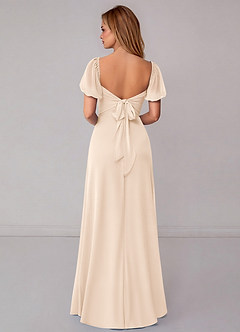 Azazie Fatima Bridesmaid Dresses White Alabaster A-Line with Pockets Chiffon Dress image5