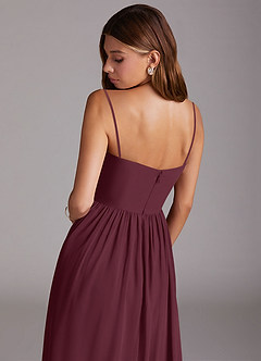Azazie Calianna Vestidos de madrinha de casamento Vestir Cabernet de Chiffon de Linha A com Fora do ombro image8