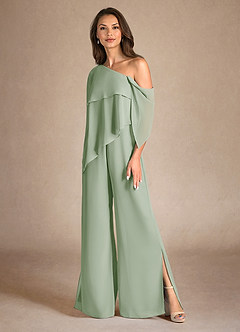 Azazie Halima vestidos de madre de la novia Vestido de Salvia Polvorienta de Gasa de Mono/Traje de pantalón con Corte Lateral image6