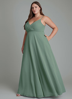 Azazie Amani Brautjungfernkleider A-Linie Plissee Chiffon Kleid Eukalyptus image10