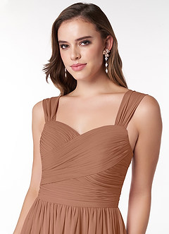 Azazie Zapheira Bridesmaid Dresses Bronzer A-Line Ruched Chiffon Dress image5