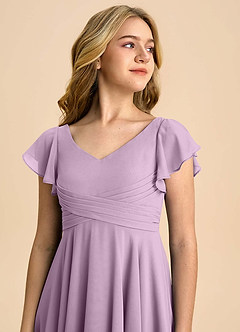 Azazie Caria Junior Wisteria A-Line Pleated Chiffon Dress image4