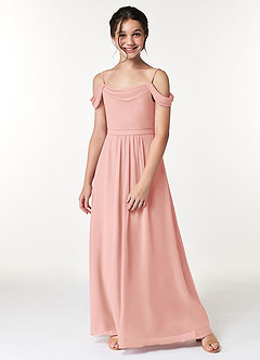 Azazie Alivia Junior Rosette A-Line Off the Shoulder Chiffon Dress image5