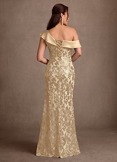 Azazie Colbie vestidos de madre de la novia Vestido Champán de Lentejuelas de Corte Recto image2
