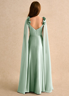 Azazie Rosita Girls Formal vestidos de niña de las flores Vestido de Agave de Satin Mate de Corte en A con Plisado image2