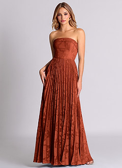 Azazie Mariana Bridesmaid Dresses Auburn A-Line Strapless Floral Burnout Convertible Dress image1