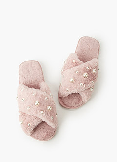 front Parel Fuzzy Pantoffels